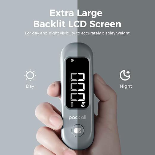 pack all Digital Luggage Scale for Travel, 110Lbs Capacity, 0.1Lb Precision | Handheld, Backlit LCD Display, Lb/Kg/Oz Conversion, Tare Function, Battery Included, Rock Grey - Image 2