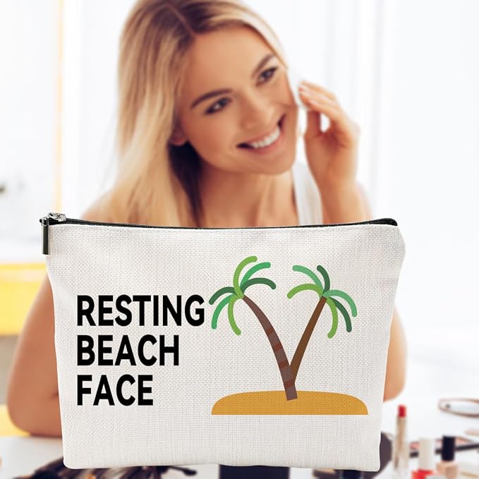 ZUYUROU Funny Makeup Bag for Women, “Resting Beach Face Cosmetic Pouch – Tropical Travel Bag for Beach Lovers, Summer Vacation Gifts for Girls, Friends, and Coworkers - Image 6