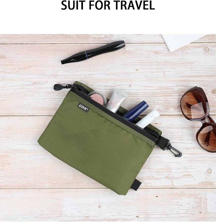GOX Small Toiletry Bag for Men Bulk Cosmetic Bag Dopp Kit Carry On Zipper Pouch Organization Nylon Small Packing Sack Waterproof (Dark Green) - Image 7