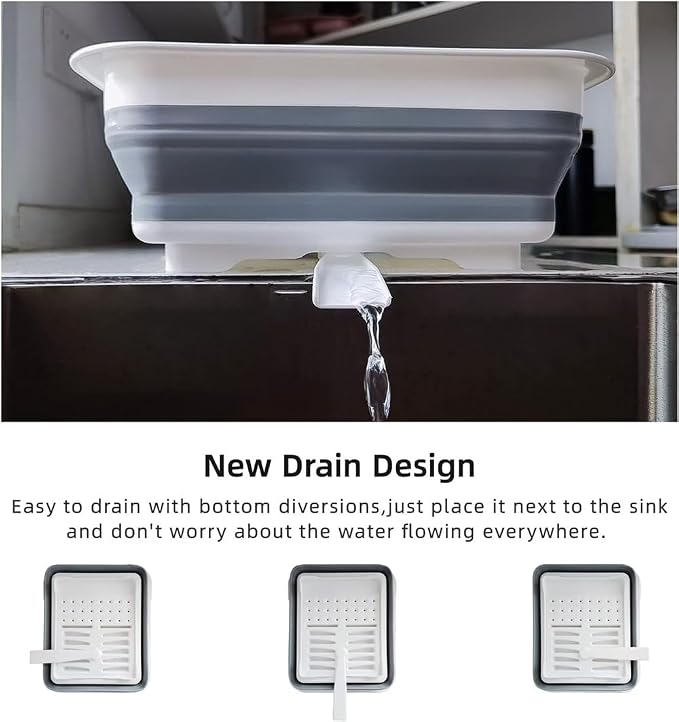 THANSTAR Collapsible Dish Drying Rack for RV Kitchen, Foldable Drainer Organizer for Kitchen Countertop, Space Saving Portable Dish Rack for Campers, Travel Trailer & Small Spaces, Easy Storage, Grey - Image 5