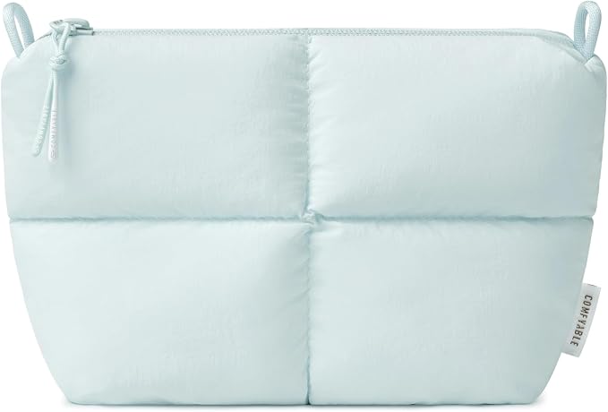 Comfyable Puffy Electronics Organizer Travel Case, Cute Tech Pouch for Women Men, Cable Storage Bag for Charger, Phone, Power Bank, Cord, Compact Tech Accessories Pouch, Ice Blue - Image 2
