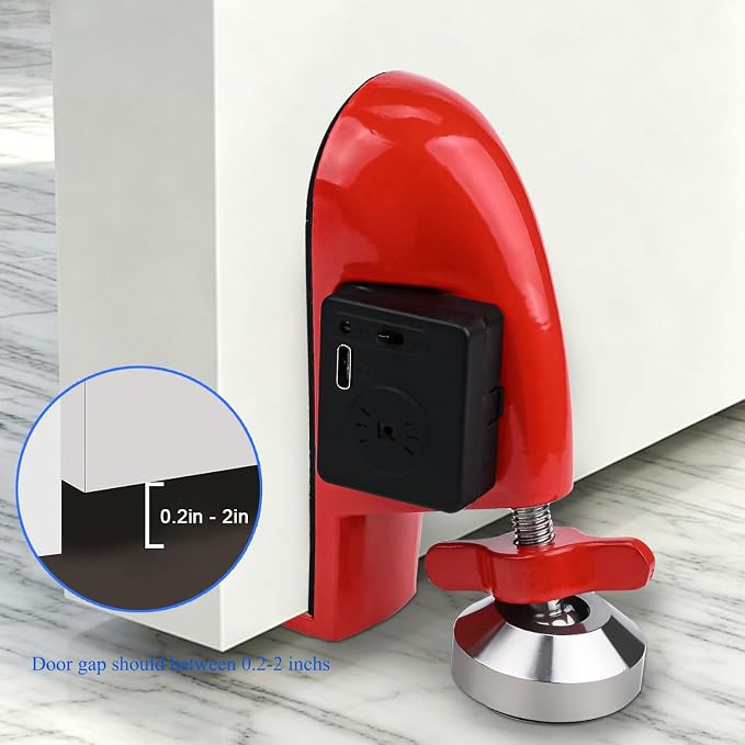 Portable Alarm Door Stopper, Rechargeable Door Jammer, Anti Theft Blocker for Hotel Room & Apartment Safety, Easy Installation Travel - Image 3