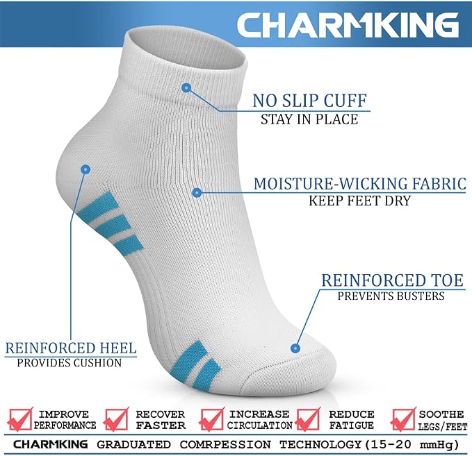 CHARMKING Compression Socks for Women & Men Circulation 15-20 mmHg is Best for Athletic Running Cycling Nurse Daily Wear - Image 4