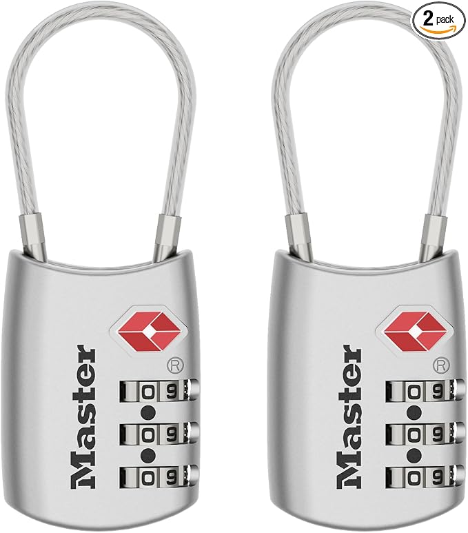 Master Lock Set Your Own Combination TSA Approved Luggage Lock, Silver, 2 Pack, 4688SLVEC2 by Unknown