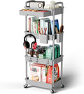 Sorgion 4 Tier Rolling Cart Organizer,Art Craft Diaper Bedside Snack Laundry Room Bathroom Organizer Narrow Thin Slim Rolling Trolley Utility Cart with Wheels for Kitchen,Office(Grey) by Sorgion