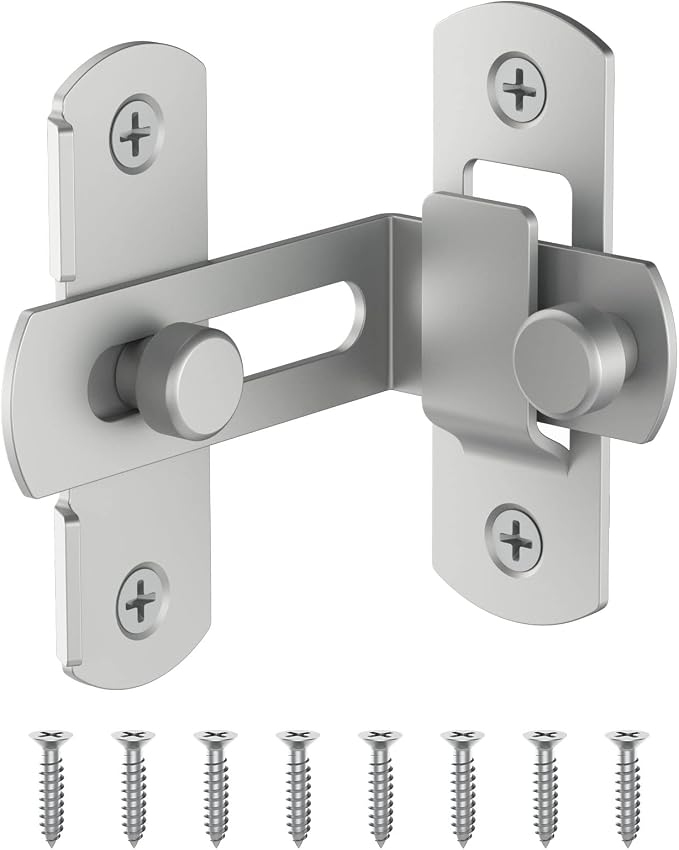 Barn Door Lock, 90 Degree Bifold Flip Door Latch, Silver | Stainless Steel Angle Latch Lock for Barn, Bathroom, Outdoor, Garage - Image 8