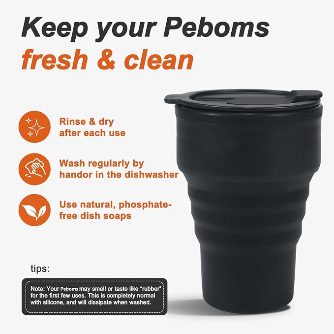 Foldable Silicone Water Bottle 13oz - Collapsible Travel Cup, BPA-Free, Leak-Proof - Portable Reusable Drinking Bottle for Camping, Hiking, Gym, Office - Black - Image 4