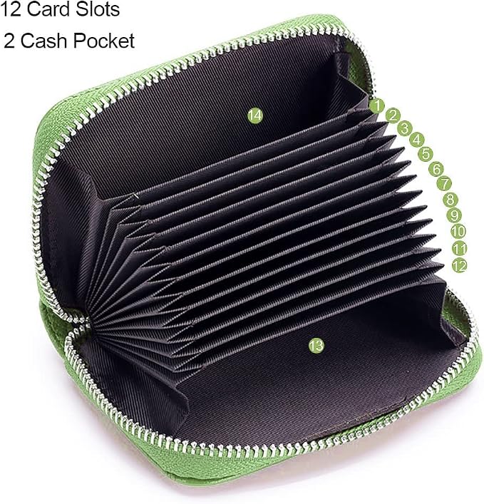 RFID Credit Card Holder Genuine Leather Credit Card Wallet with Zipper | RFID - Image 2