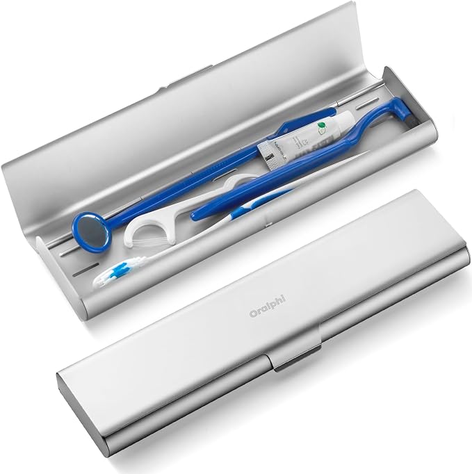 Wider Aluminum Toothbrush Travel Case, Portable Travel Toothbrush Holder, Durable Manual Toothbrush Box Container for Traveling, Bathroom, Camping, Business Trip-Not for 0.85oz Toothpaste by Oralphi