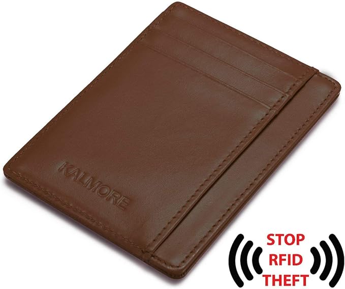 KALMORE Genuine Leather Front Pocket Slim Wallet Credit Card Holder with ID Window - Image 3