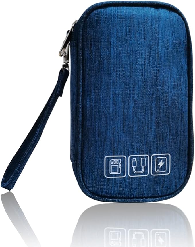 Electronic Organizer Bag Cable Organizer Travel Cord Organizer Case Pouch Portable Carrying Case for Charger Hard Drive Earphone USB SD Card (Navy) by DUMEALAGR