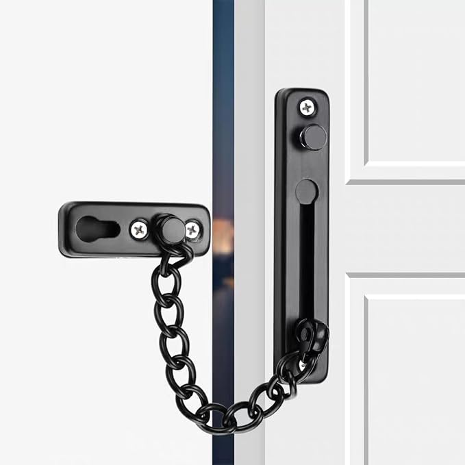 KAFENDA Security Door Chain Lock,Door Locks for Kids Safety | Stainless Steel Hotel Door Lock With Spring Button,Sturdy Door Chains for Front Door,Door Safety Locks from Inside - Image 2