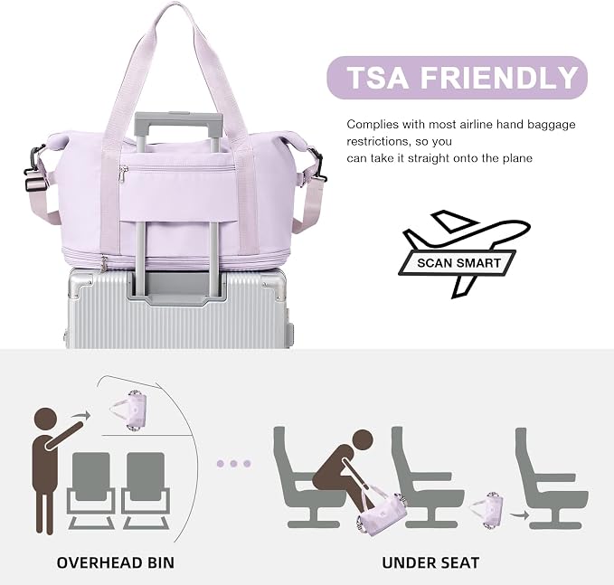 Travel Duffel Bag, Sports Tote Gym Bag, Shoulder Weekender Overnight Bag for Women - Image 4