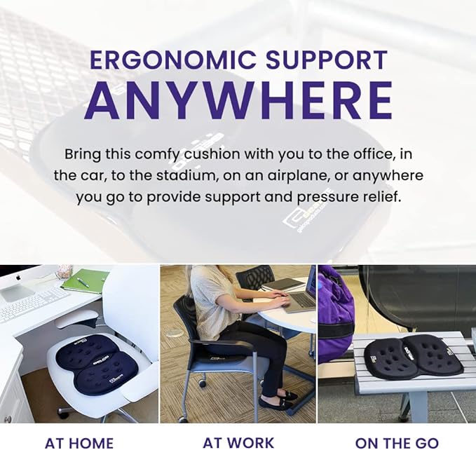 GSeat Lite Travel Gel and Foam Cushion - for Back Pain, Sciatica, Pressure Relief, and Tailbone Discomfort - Promotes Healthy Posture - Ergonomic Comfort - for Car, Commute, Airplane and Travel - Image 4
