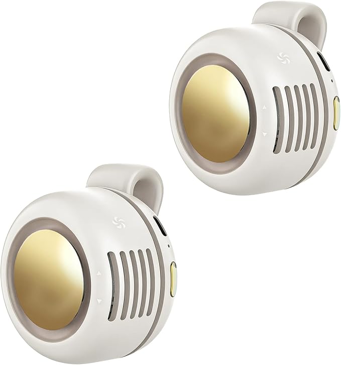 Portable Clip-On Fan, Mini USB Rechargeable 360° Rotatable Fan, Personal Fan 3-Speed Silent Mini Bladeless Fans (2 pack(White+White)) by Ahuccf