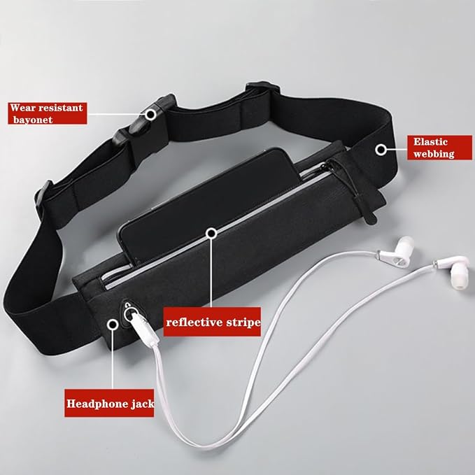 Slim Running Belt Fanny Pack for Men Women, Running Hiking Cycling Phone Holder, Reflective Runners Pouch Waist Pack for Workout, Money Belt, Running Gear Accessories Gift【Fits All Size Phones】 - Image 4