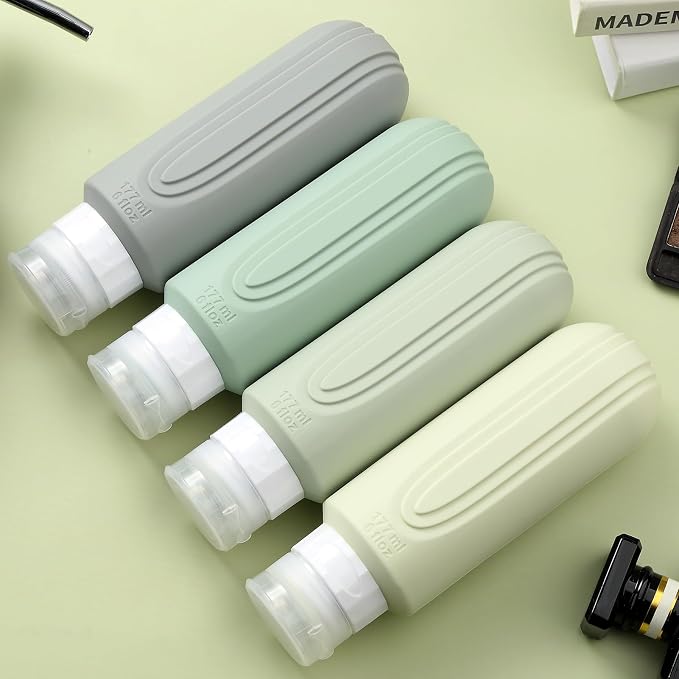 Mrsdry Travel Bottles for Toiletries, Large 6oz Oversize Containers, BPA Free Leak Proof Tubs Refillable Liquid Traveler Accessories with Toiletry Bag for Cometic Shampoo and Lotion Soap (4 Pack) - Image 6