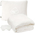 Travel Blanket, Airplane Blanket, Ultra-Soft, Warm & Lightweight, 65x40 in, Outdoor Blanket Essentials for Women, Men & Kids, Included Eye Mask, Luggage Sleeve & Backpack Clip Regular Cream by ENZOLVE