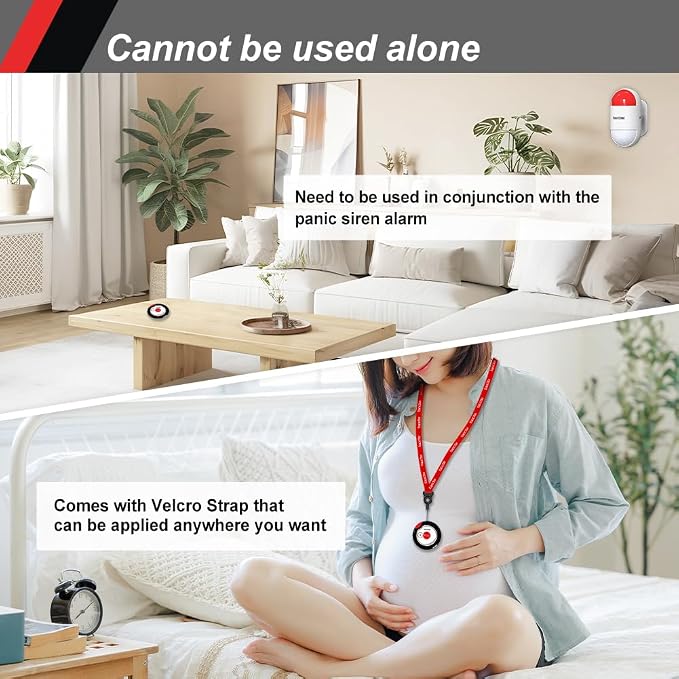 Panic Button Alarm for Security Emergency Remote Panic Button Alarm Siren for Home,Lightweight and Compact Button with Lanyard,Emergency Alert System for House Business Shop(Only 2xbuttons) - Image 6
