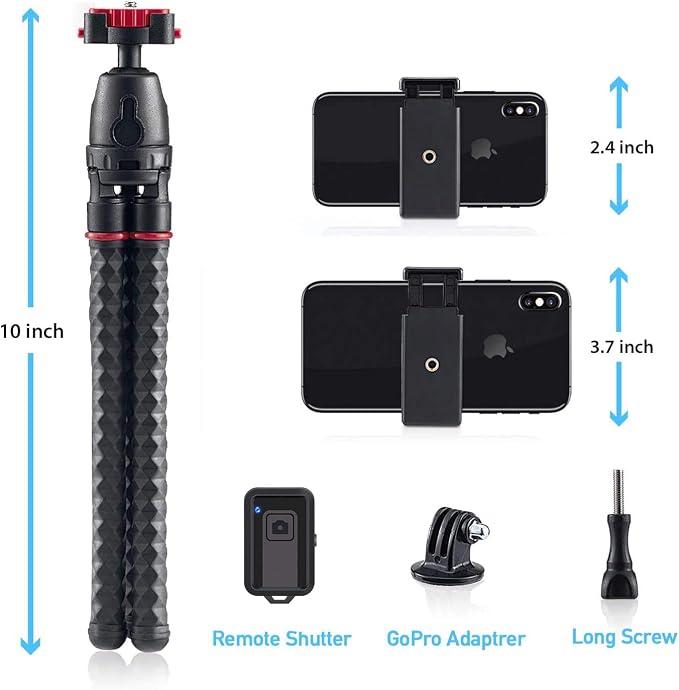 LINKCOOL 360° Rotation Flexible Octopus Travel Stand for iPhone Smartphone iPad DSLR Action Camera, with Bluetooth Wireless Remote Shutter - Image 5