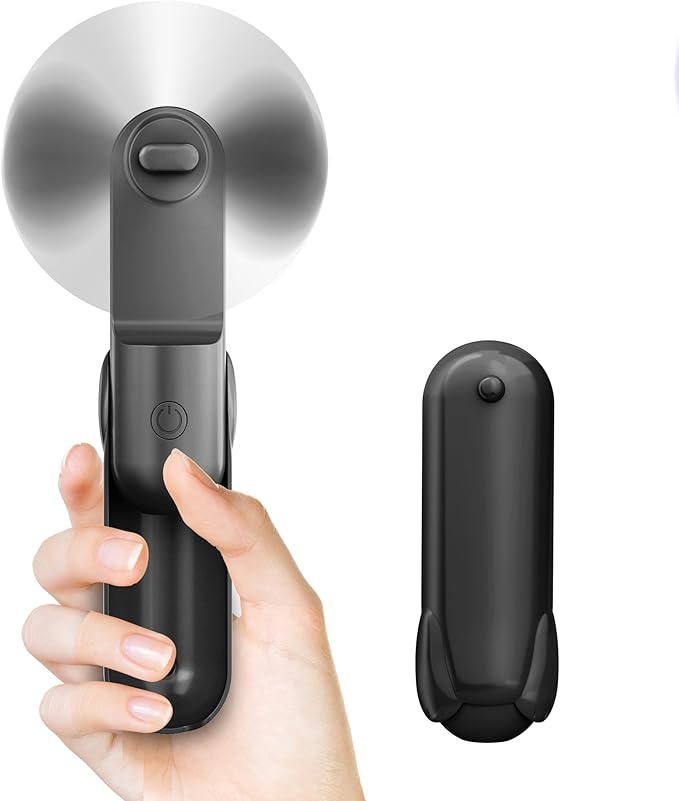 Mini Handheld Fan, Portable Hand Fan with USB Rechargeable, 2000 mAh Battery Operated, 3 Speeds Adjustable, 2 IN 1 Small Personal Pocket Fan for Women Girls Travel Outdoor by Jkjoy