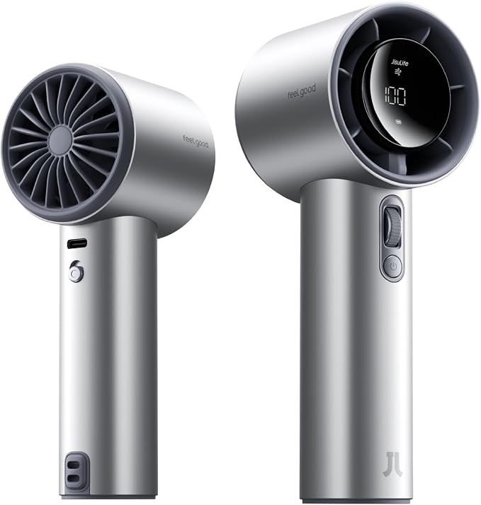JISULIFE Handheld Fan Pro1S - Next-Gen Airflow: Up to 40H Runtime | Electroplated ABS-Luxury Shine, 1-100 Speed Scroll Wheel, 5000mAh-Portable Fan for Travel, Gifts for Women(Chrome Silver,1Pc) by LivechillStaycool