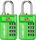 SURE LOCK TSA Approved 4-Digit Resettable Combination Luggage Locks with Open Alert, Easy-Read Dials - for Luggage, School Lockers, Gym, Office, Toolbox & Security Cases(Green 2 Pack) by Hopeyoucanstaysafe