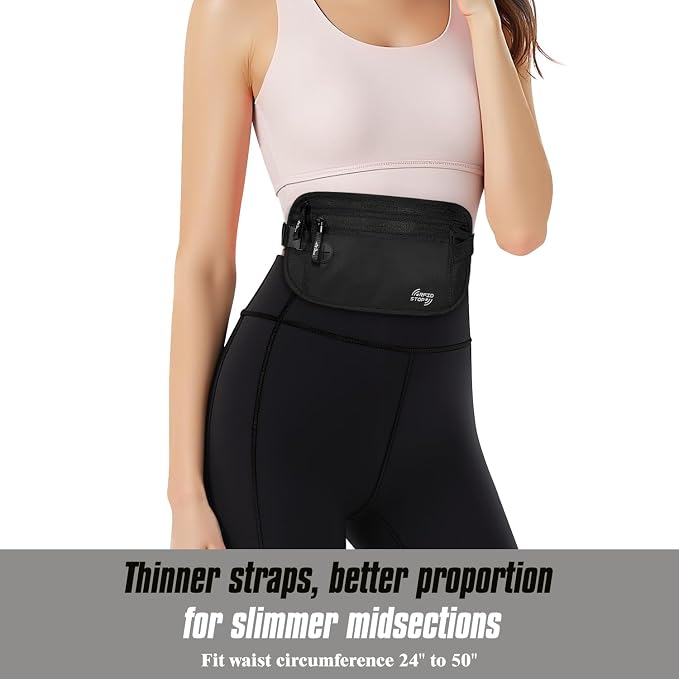MoKo Travel Money Belt with RFID Blocking, Hidden Passport Wallet, Black | Ultra-thin money belt has moisture-wicking backing and an adjustable strap for 24-38 in waists; fits under clothing. - Image 2