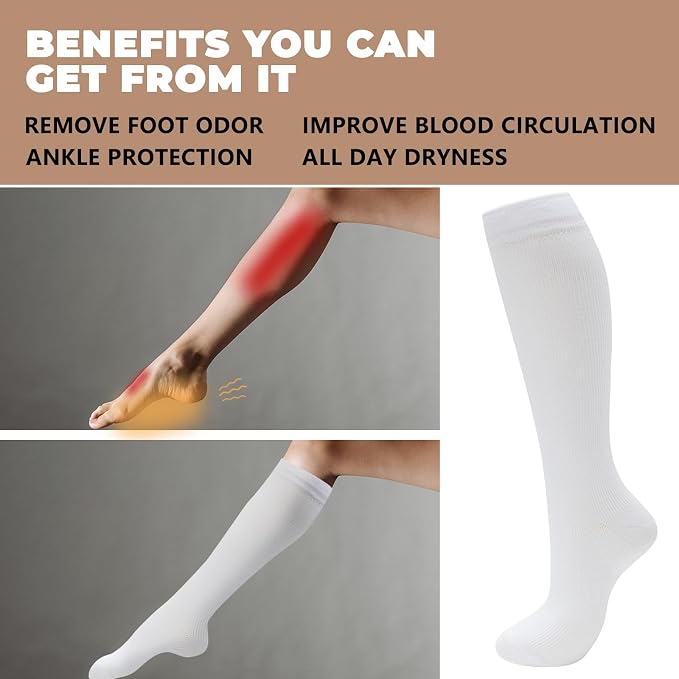 fenglaoda 6 Pairs Compression Socks for Women & Men Knee High Cute Circulation Socks for Nurse Pregnant Travel Athletic - Image 2