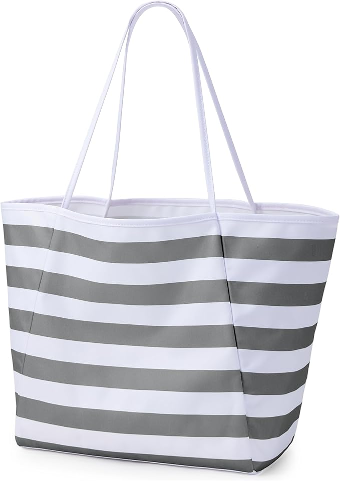 KALIDI Beach Tote Bag Women Large Waterproof Sandproof Shoulder Handbags | Foldable Grocery Bag Striped Pool Bag Lightweight Travel Purse for Picnic Travel Vacation Casual Errands Everyday Daily by KALIDIFANCYFOREST