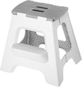Vigar Compact Folding Step Stool, Gray, 16 Inch 2 Step Foldable | Foldable, Lightweight Portable Design, Carry Handle, Non Slip Surface, Space-Saving Body, Supports up to 330 lb by VIGAR