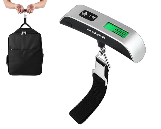 Luggage Weight Scale Portable Digital Suitcase Scale for Travel Handheld Scale with Temperature Sensor, 110 lb/50 kg, Battery Included by YCConcept