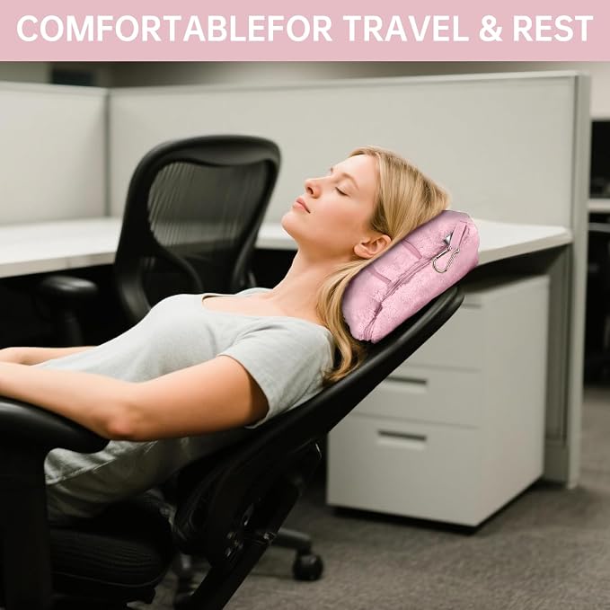 Travel Blanket and Pillow-2-in-1, Ultra-Soft&Compact, Airplane Blanket with Hand Luggage Belt and Backpack Clip,Travelers Accessories Gifts, 61x43 Inches(Pink - Image 7