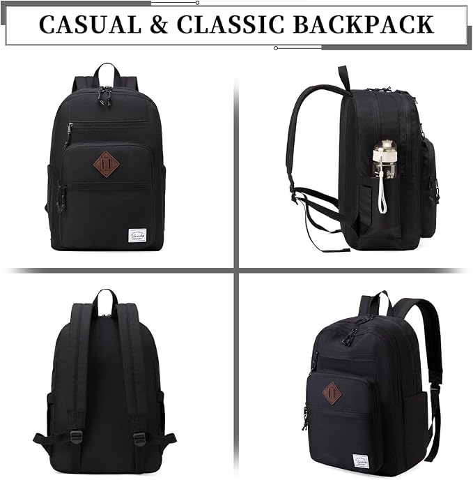 VASCHY School Backpack for Men, Unisex Large Bookbag Schoolbag Casual Daypack for High School/College/Teens/Travel/Work Black - Image 7