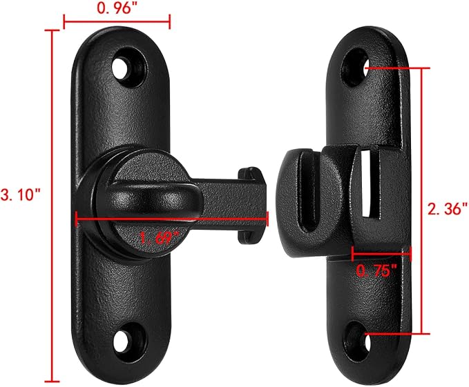 3 Packs Matte Black 90/180 Degree Barn Door Latches,Flip Gate Lock | Zinc Alloy Flip Gate Latches,Right Angle Door Lock,for bedroom,garage,sliding door,window,cabinet,drawer,pet enclosures - Image 2