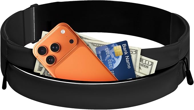 Running Belt for Men Women, Water-resistant Fanny Pack with 3 Zipper Pockets & Reflective Safety Strips, Adjustable Waist Pack Jogging Pouch for Phone, Keys & Essentials (Black, Medium) by Welcometothesun