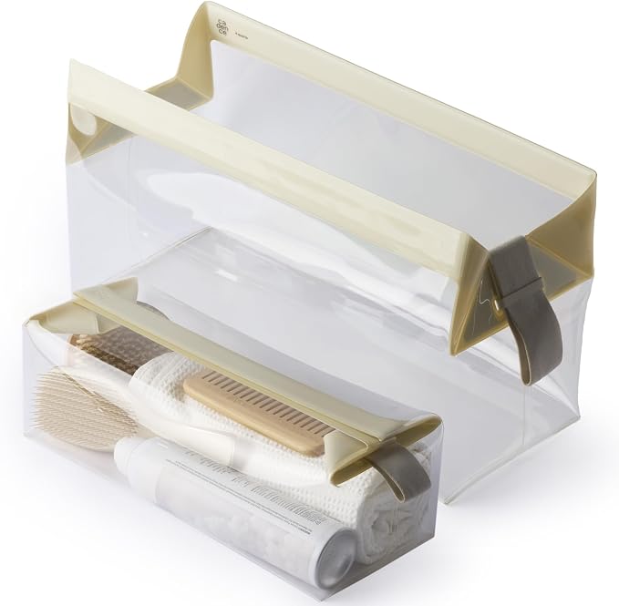 Cadence Parcel - Clear Travel Kit with Zipperless Magnetic Closure - Pebble, Extra Large - Durable, Leak-Resistant and TSA Approved Toiletry Bag - Modular Organization - Recycled TPU (4 Qt) by KeepYourCadence