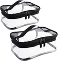 2 Pack Portable Clear Makeup Bag Zipper Waterproof Cosmetics Bag Transparent Travel Storage Carry Pouch PVC Zippered Toiletry Bag Organizers With Handle for Vacation Travel, Bathroom by Wobe