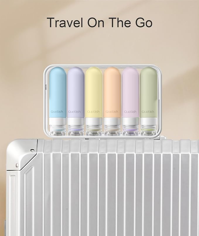 Quatish Travel Bottles for Toiletries 6 Pack, Original Patented Leakproof 3 oz Tsa Approved Travel Size Container, BPA Free Silicone Shampoo and Conditioner Bottle, Cruise Camping Essentials, Light - Image 3