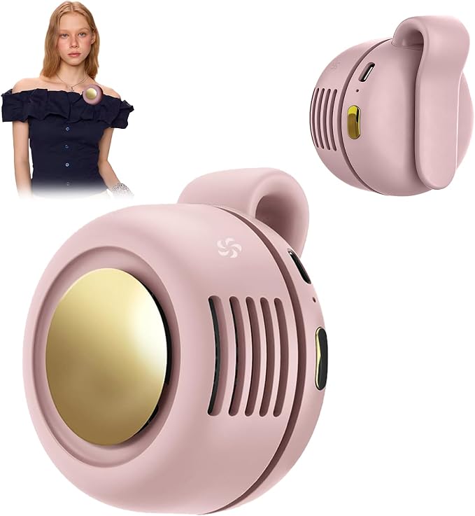 Portable Clip-On Fan, Mini USB Rechargeable 360° Rotatable Fan, Personal Fan 3-Speed Silent Mini Bladeless Fans (1 pack（Pink）) by Ahuccf