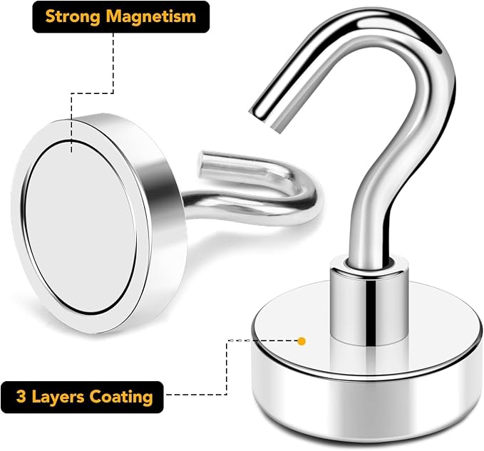 Magnetic Hooks for Cruise Cabins, 50LBS+, 6 Pack, Silver | Cruise Essentials 2026, Heavy Duty Magnets Hooks for Refrigerator, Storage, Grill, Hanging and Kitchen - Image 7