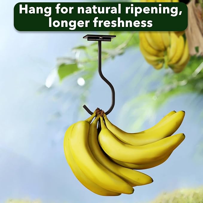 Adhesive Banana Hook Under Cabinet, Under Counter Banana Hanger, Black | Foldable Banana Hanger, Metal Banana Holder, Hold 20 Bananas, Space-Saving Design, Folding with Magnets When Not in Use - Image 7