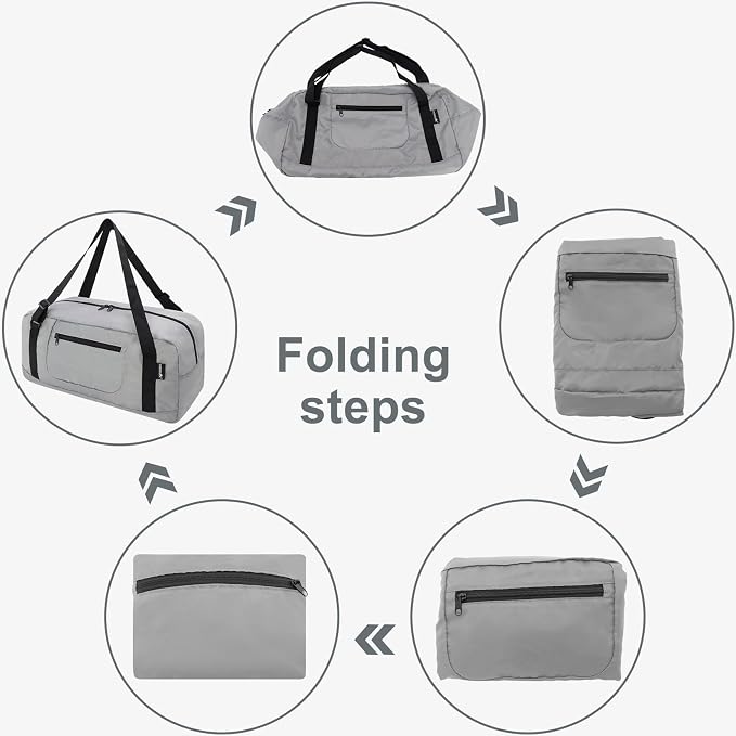 HOLYLUCK Foldable Travel Duffel Bag For Women & Men Luggage Great for Gym -Light grey - Image 5