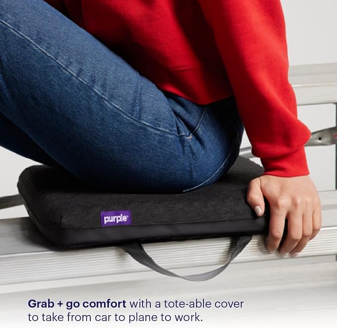 Purple Royal Seat Cushion, Portable 2 Inch Gel Seat Cushion, GelFlex Grid | Handles for Car, Office Chair, Stadium - Pressure-Reducing for Hard Seats, Temperature-Neutral, No-Slip - Made in USA - Image 3