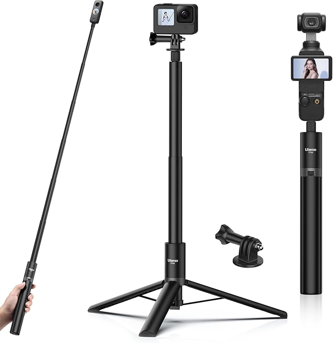 ULANZI TT52 2-in-1 Invisible Selfie Stick + Tripod Extension Pole | Auto-Open, 59in, Action Adapter Included, for DJI Osmo 360 Pocket Action/Insta360 X5 X4 X3 Luna Ultra Ace Pro/GoPro by JUSMODirect
