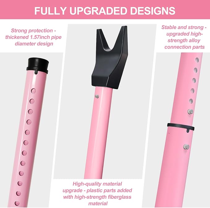 Rerishom 2 Pack Door Security Bar, Heavy Duty Door Stopper Jammer, Pink | Locking Security Bar for Door, Adjustable Home Security Barricade for Apartment, Hotel Room and Screen Door - Image 4