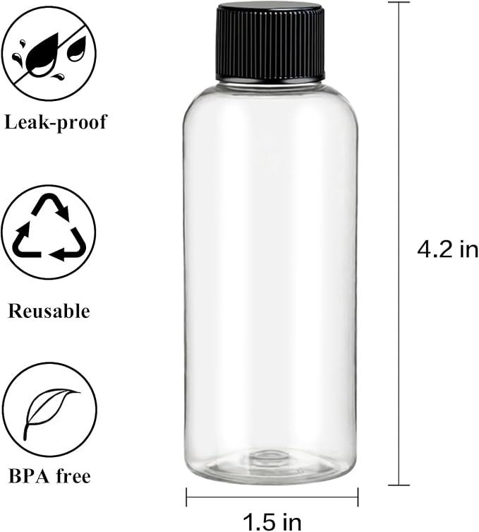 DNSEN Travel Bottles for Toiletries 3.4 oz Travel Size Mouthwash Bottles with Black Screw Cap, BPA Free Leak-Proof Portable Liquid Container 5 pack - Image 3
