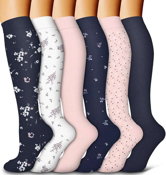 6 Pack Copper Compression Socks for Women and Men Circulation-Best Support for Medical,Running,Nursing,Athletic by Bluemaple