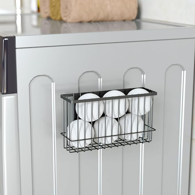 NiHome Magnetic Basket Organizer, Dryer Ball Holder, 2 Pack, Black | Hold Up to 14 Lbs, Fits Fridge or Any Metal Surface, No Drill Install, Saves Space for Home or Office, Medium & Small - Image 3
