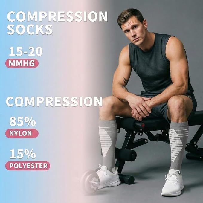 Sooverki Compression Socks for Women & Men 6 Pairs is Best Supportive Knee High Stockings for Circulation, Travel, Nurses - Image 6